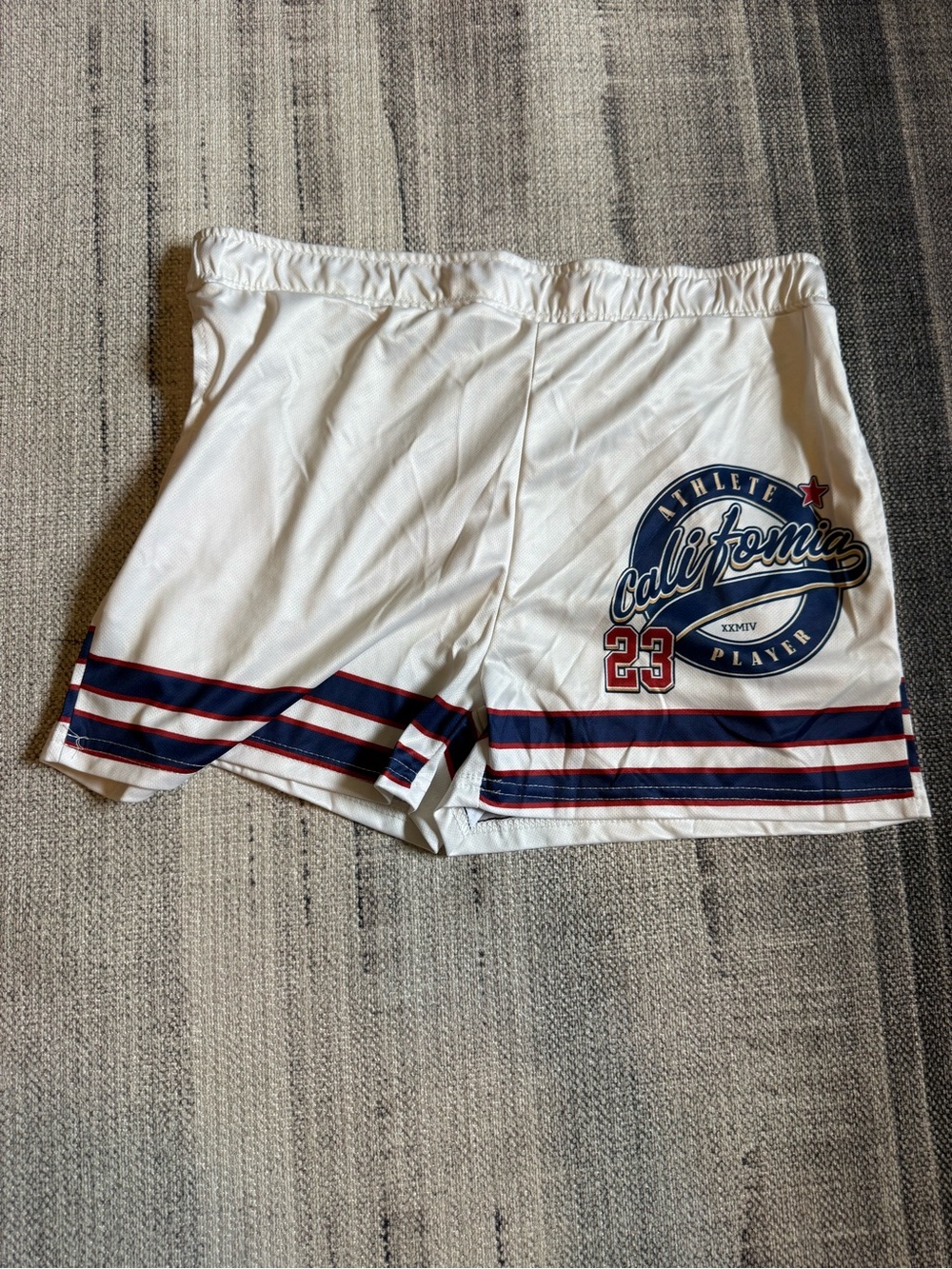 Athleta White Men's Athletic Shorts with Navy & Red Trim